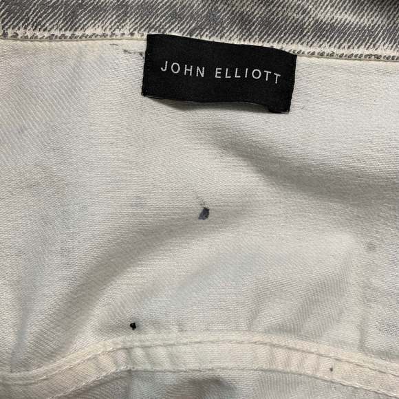 JOHN ELLIOTT Chest Grey White Painted Cotton Trucker Jacket - Picture 5 of 7